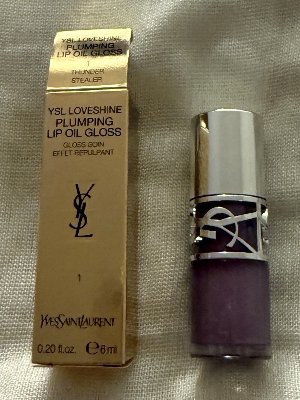 YSL Loveshine Plumping Lip Oil Gloss 01 Thunder Stealer Brand New In Box Full